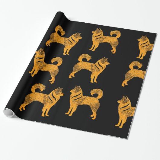Golden husky Dog Wrapping Paper Cadeaupapier (Uitgerold)