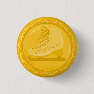 Golden Ice Schaats Medallion  Ronde Button 3,2 Cm