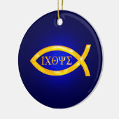 Golden Ichthys | Christelijke vis Keramisch Ornament (Links)