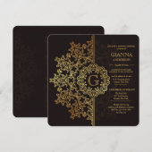 Golden Impression Afstuderen Invitation Kaart (Voorkant / Achterkant)