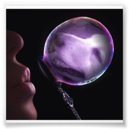 Golden in een bubbeltje foto afdruk