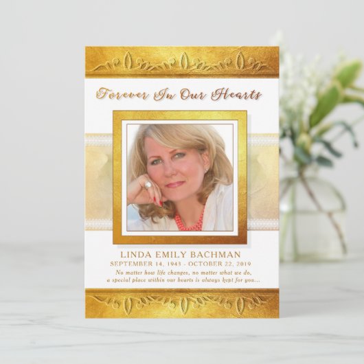 Golden in ons hart Foto bedankt je medeleven (Staand voorkant)