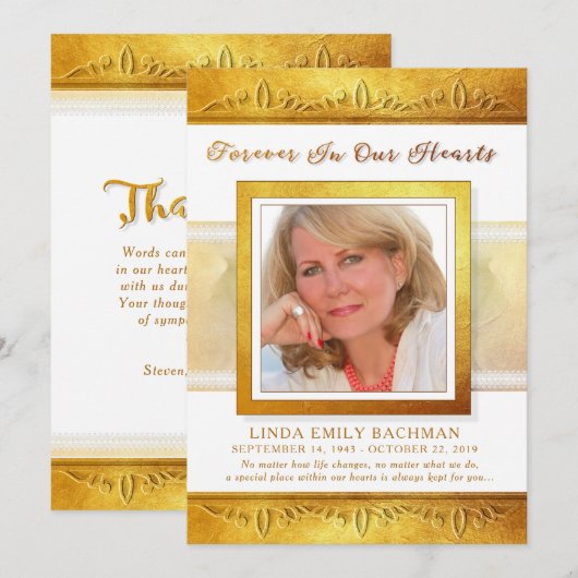 Golden in ons hart Foto bedankt je medeleven (Voorkant / Achterkant)