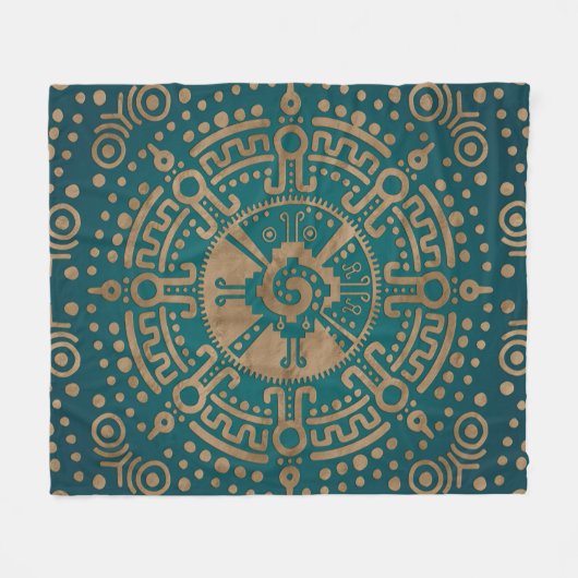 Golden in reliëf Hunab Ku Mayan-symbool Fleece Deken (Voorkant (Horizontaal))