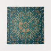 Golden in reliëf Hunab Ku Mayan-symbool Wandkleed (Voorkant (horizontaal))