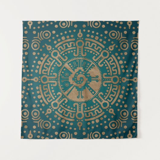 Golden in reliëf Hunab Ku Mayan-symbool Wandkleed (Voorkant)