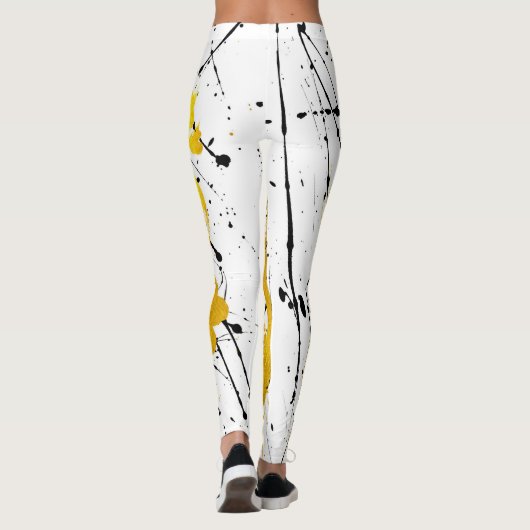 Golden in strokes on white metal leggings (Achterkant)