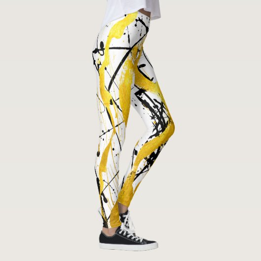 Golden in strokes on white metal leggings (Rechts)