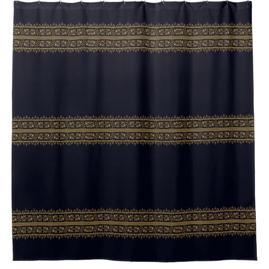 Golden Indian Blockprint Pattern Douchegordijn (Voorkant)