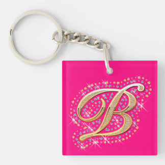 Golden Initiaal B - Cute Sleutelhanger