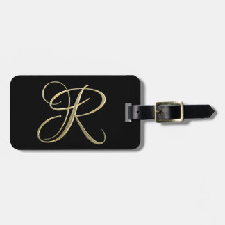 Golden initiaal R-monogram Bagagelabel