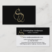 Golden initiaal S-monogram Visitekaartje (Voorkant / Achterkant)