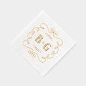 Golden initialen bruiloft folie servetten (Rechts)