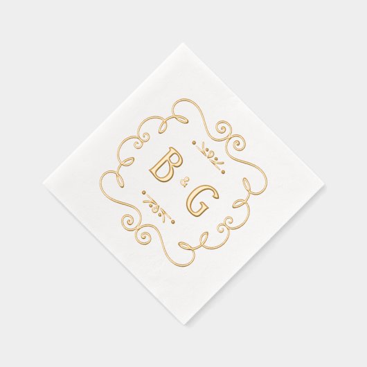 Golden initialen bruiloft folie servetten (Rechts)