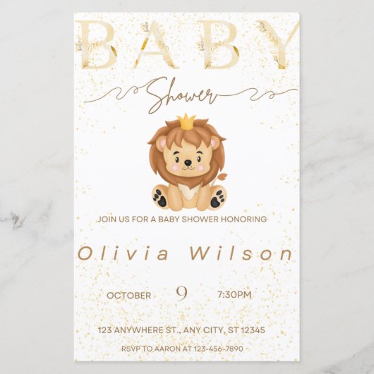 Golden Invitation baby shower, Dier (Voorkant)
