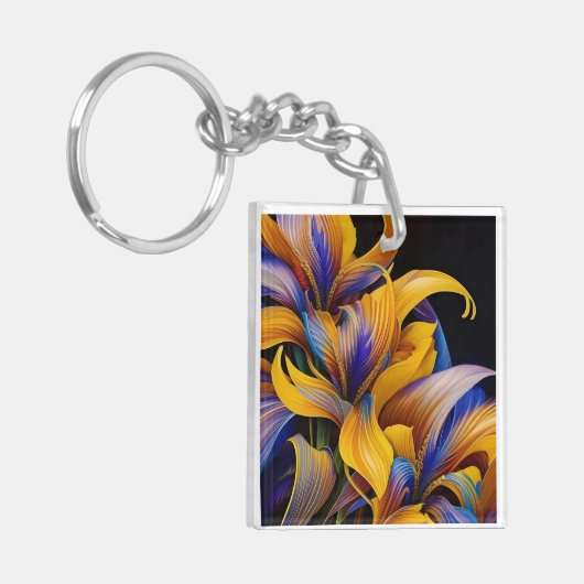 Golden Iris Hosta X AI ART Sleutelhanger (Voorkant Links)