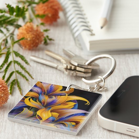 Golden Iris Hosta X AI ART Sleutelhanger (Voorkant Rechts)