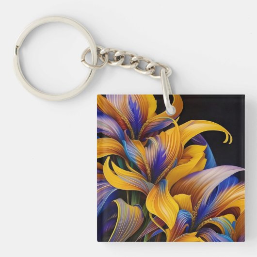 Golden Iris Hosta X AI ART Sleutelhanger (Voorkant)