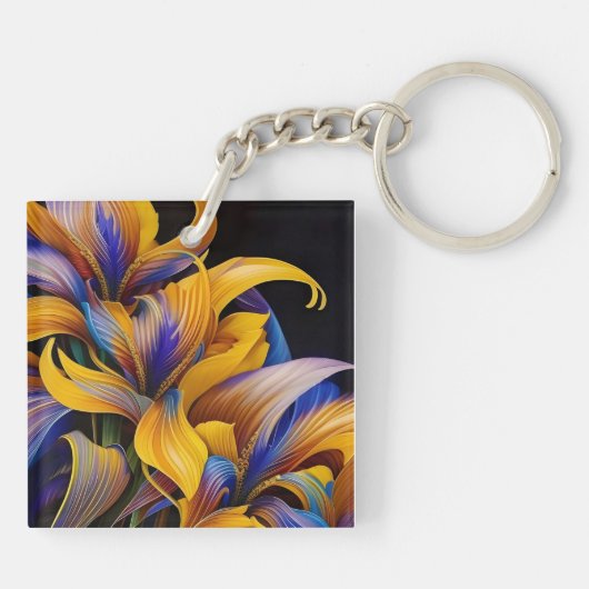 Golden Iris Hosta X AI ART Sleutelhanger (Achterkant)