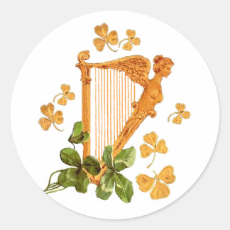 Golden Irish Harp Ronde Sticker