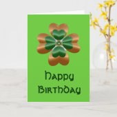 Golden Irish Shamrock Happy Birthday Kaart (Gele Bloem)