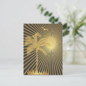 Golden Island Palm Tree en Sun Briefkaart (Staand voorkant)