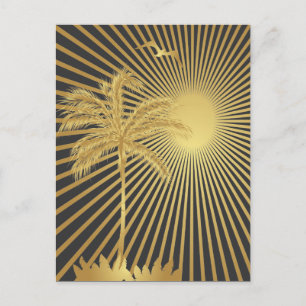 Golden Island Palm Tree en Sun Briefkaart