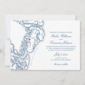 Golden Isles Georgia Kaart Elegant Navy Blue Bruil (Voorkant)