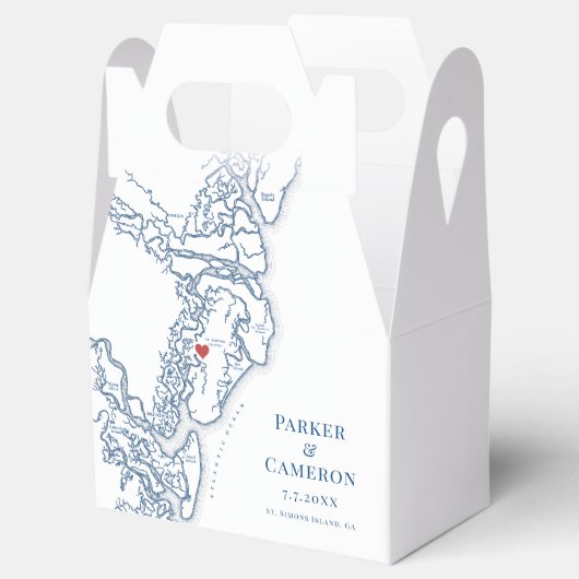Golden Isles Georgia Kaart Elegante bruiloft Bedankdoosjes (Geopend)