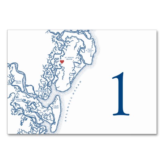 Golden Isles of Georgia Kaart Bruiloft Elegant (Voorkant)