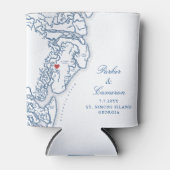 Golden Isles of Georgia Kaart Bruiloft gunst Drink Blikjeskoeler (Voorkant)