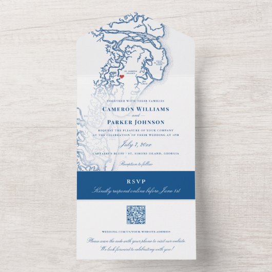 Golden Isles of Georgia Kaart Elegante bruiloft (Binnen)
