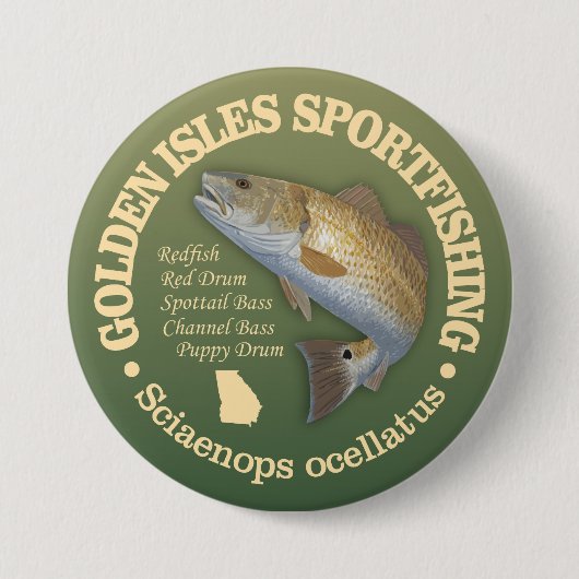Golden Isles (roodbaars) Ronde Button 7,6 Cm (Voorkant)