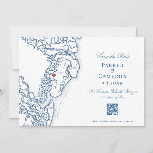 Golden Isles St Simons Georgia Kaart De datum opsl (Voorkant)