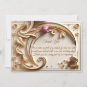 Golden Ivory Baroque Asymmetric Crescent Wedding Bedankkaart (Voorkant)