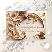 Golden Ivory Baroque Asymmetric Crescent Wedding Bedankkaart