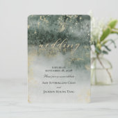 Golden Jade Elegant Modern Wedding Invitation Kaart (Staand voorkant)
