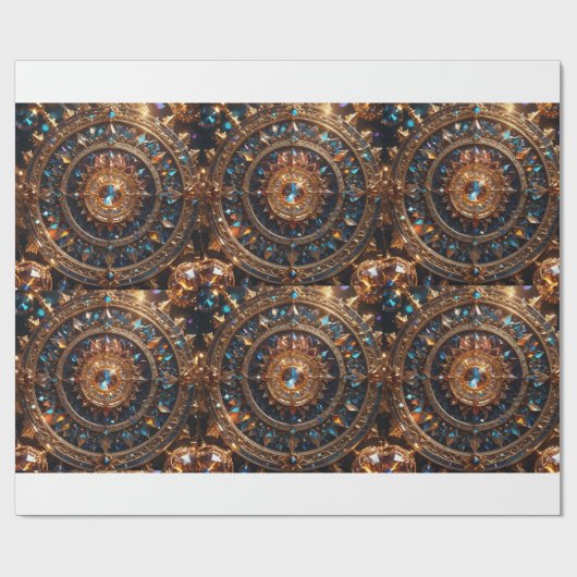 Golden Jewel Mandala Matte Wrapping Paper Cadeaupapier (Vlak)