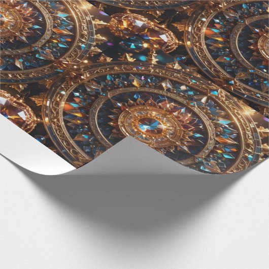 Golden Jewel Mandala Matte Wrapping Paper Cadeaupapier (Hoek)