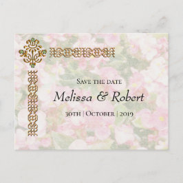 Golden Jeweled Floral Wedding Aankondigingskaart