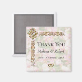 Golden Jeweled Floral Wedding Bedankt Magneet (Voorkant / Achterkant)