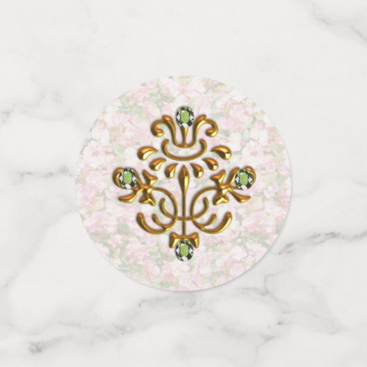 Golden Jeweled Floral Wedding Confetti (Kleine voorkant)