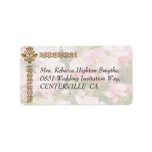 Golden Jeweled Floral Wedding Etiket (Voorkant)