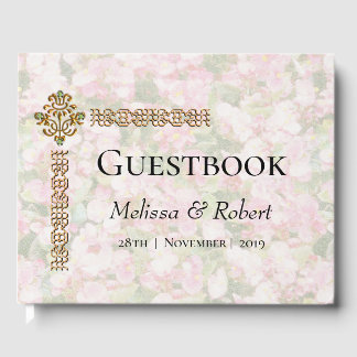 Golden Jeweled Floral Wedding Gastenboek