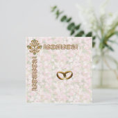 Golden Jeweled Floral Wedding Kaart (Staand voorkant)