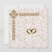 Golden Jeweled Floral Wedding Kaart (Voorkant)