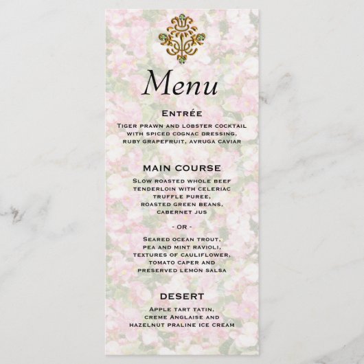 Golden Jeweled Floral Wedding Menu (Voorkant)