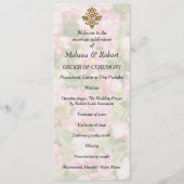 Golden Jeweled Floral Wedding Programmakaart (Voorkant)
