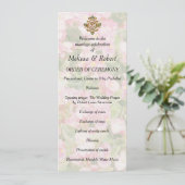 Golden Jeweled Floral Wedding Programmakaart (Staand voorkant)