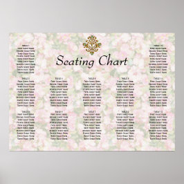 Golden Jeweled Floral Wedding Reception Seating Poster